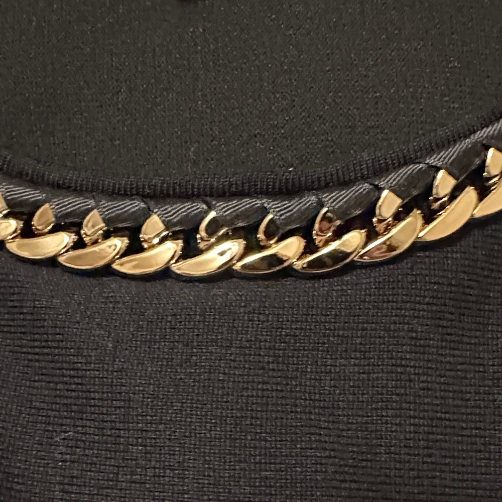 Adrienne Vittadini Black Sweater with Gold Chain Accent - Picture 6 of 6